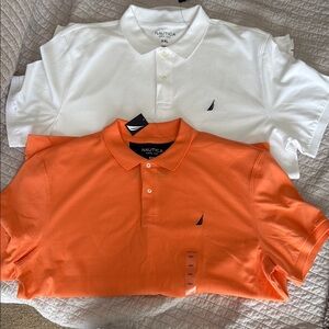Nautica Men's Polo Shirt - Orange and White